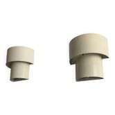 Pair of vintage modernist wall lights, white lacquered metal, Sweden 1970