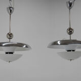 Ensemble de deux lustres Bauhaus, années 1930, restauré