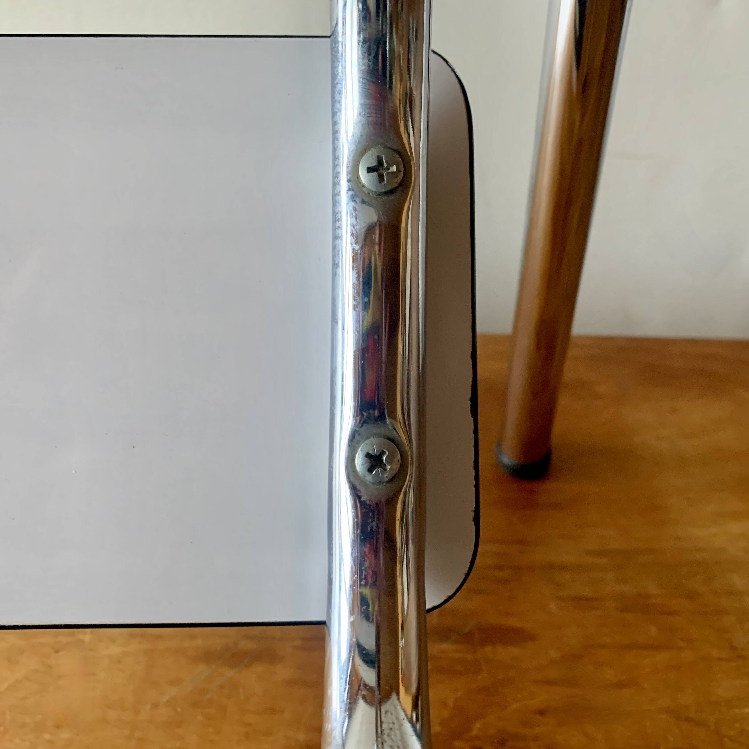 Vintage step stool in white formica and chrome steel