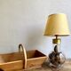 Glass lamp, brass, 2 M fabric cable, 50s lampshade