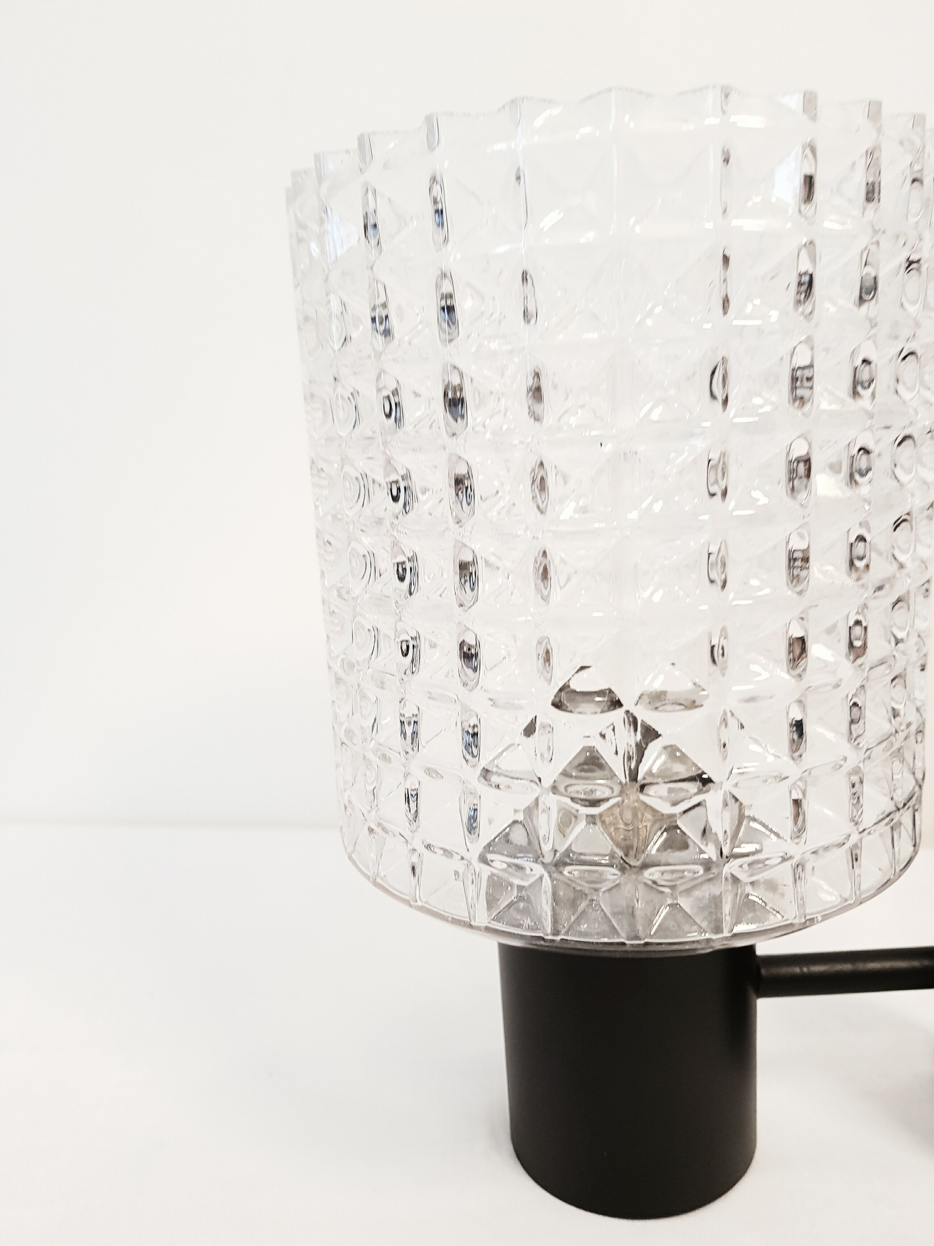 Pair of metal and glass wall lamp  70s