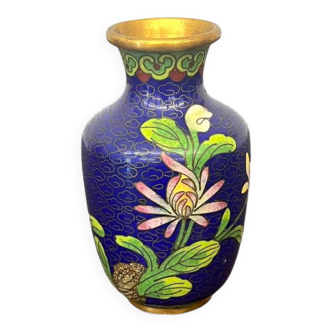 Miniature vase cloisonné motif floral