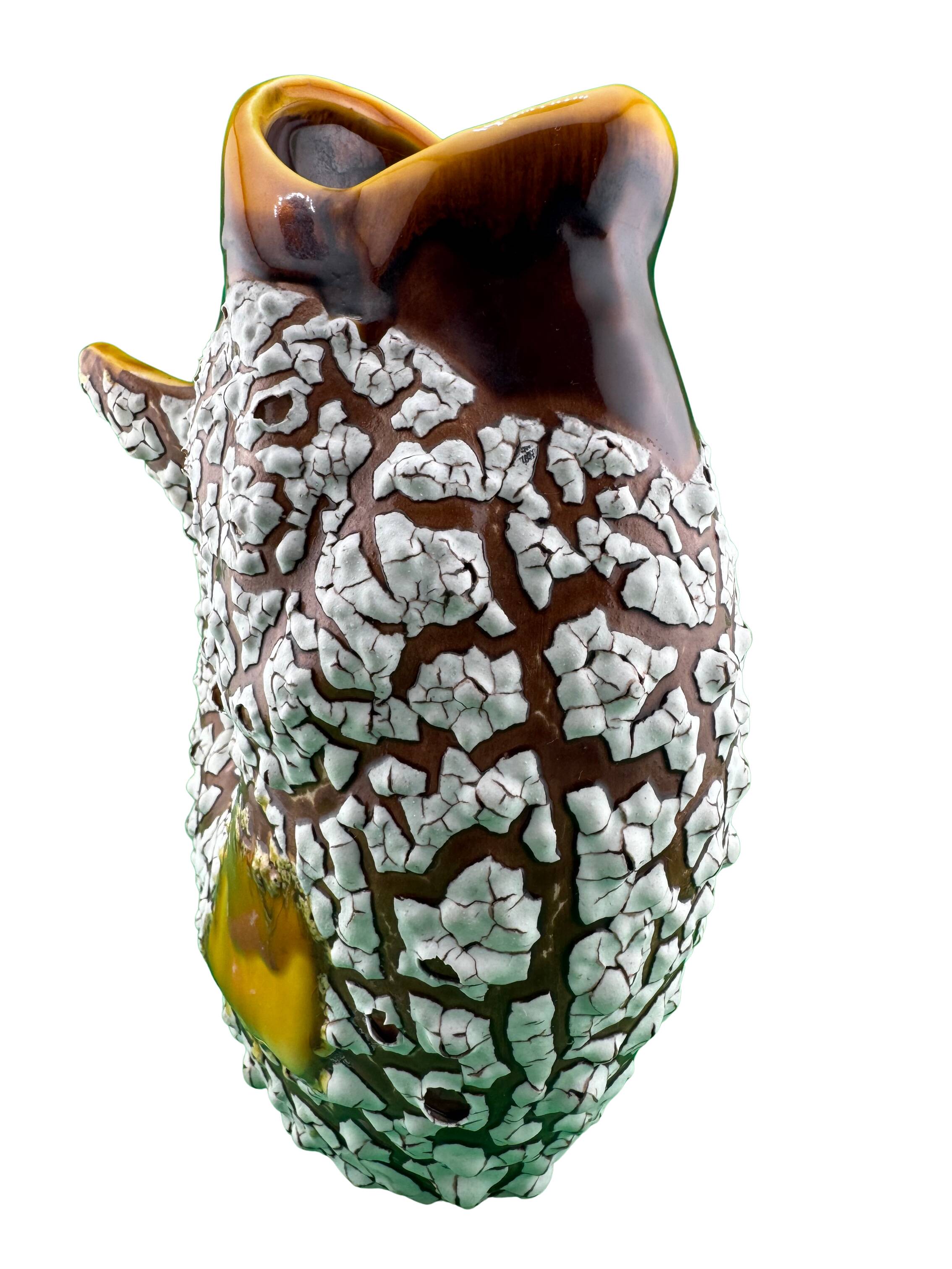 Vintage Fish Water Carafe - Vallauris Fat Lava Style Ceramic