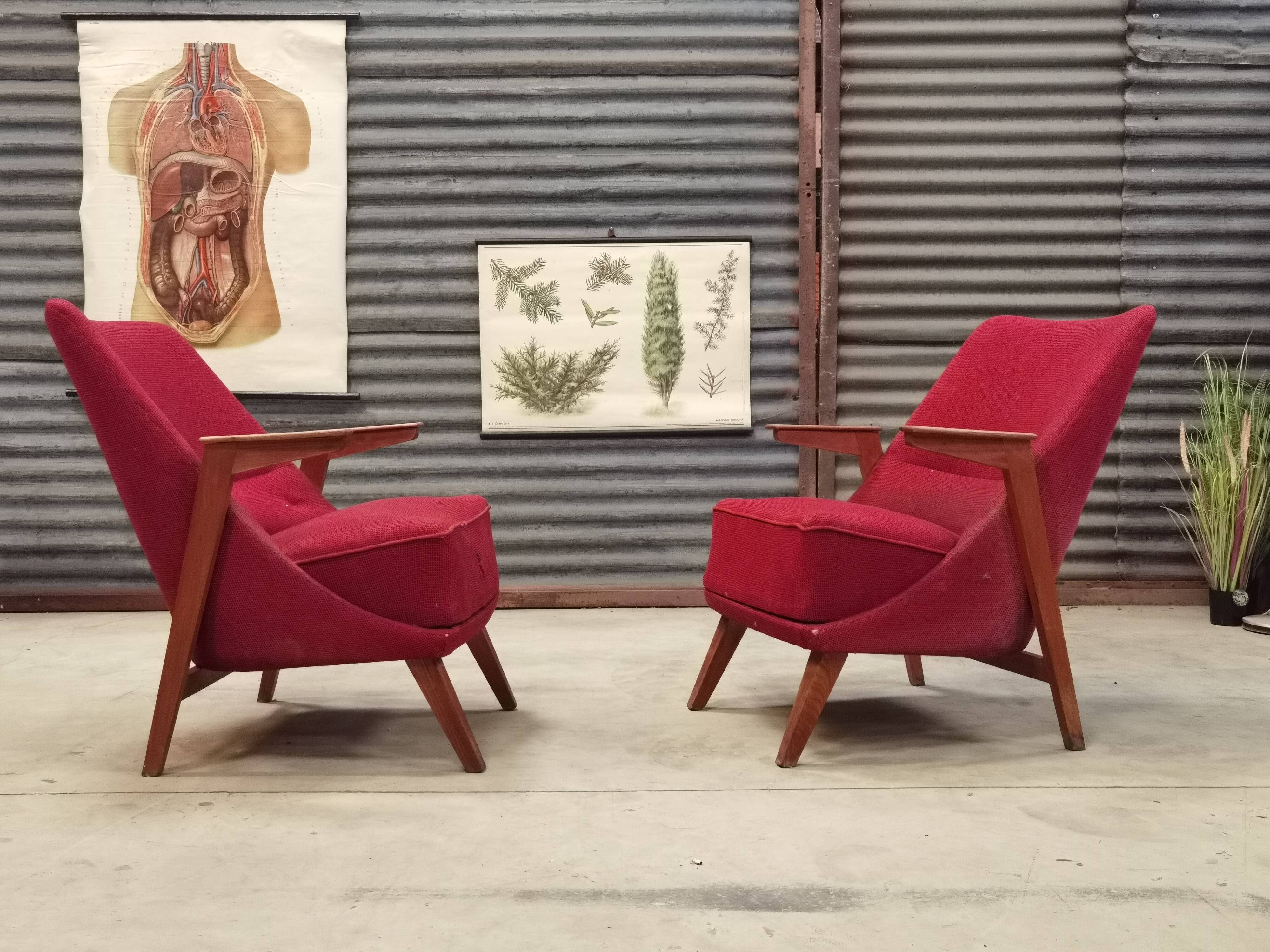 Pair of armchair Drevopodnik Pisek 1960