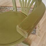 Vintage Thonet Style Bentwood Swivel Chair - Olive Green Retro Armchair