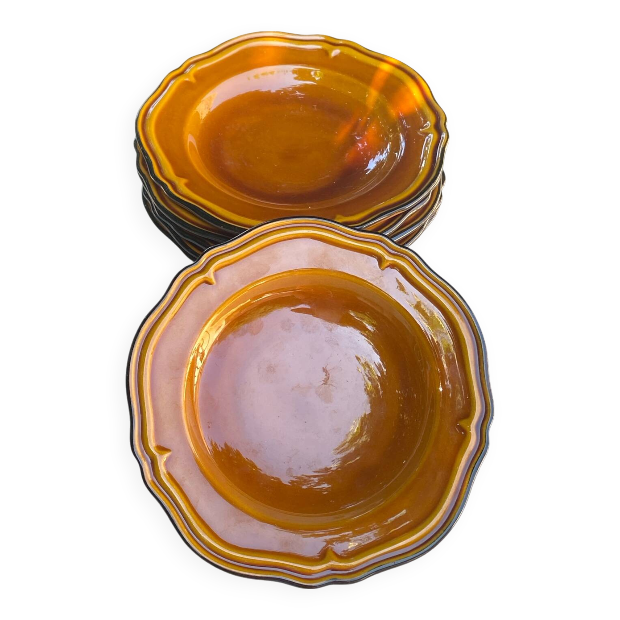 Set of 10 vintage 70s plates in Vallauris handcrafted earthenware