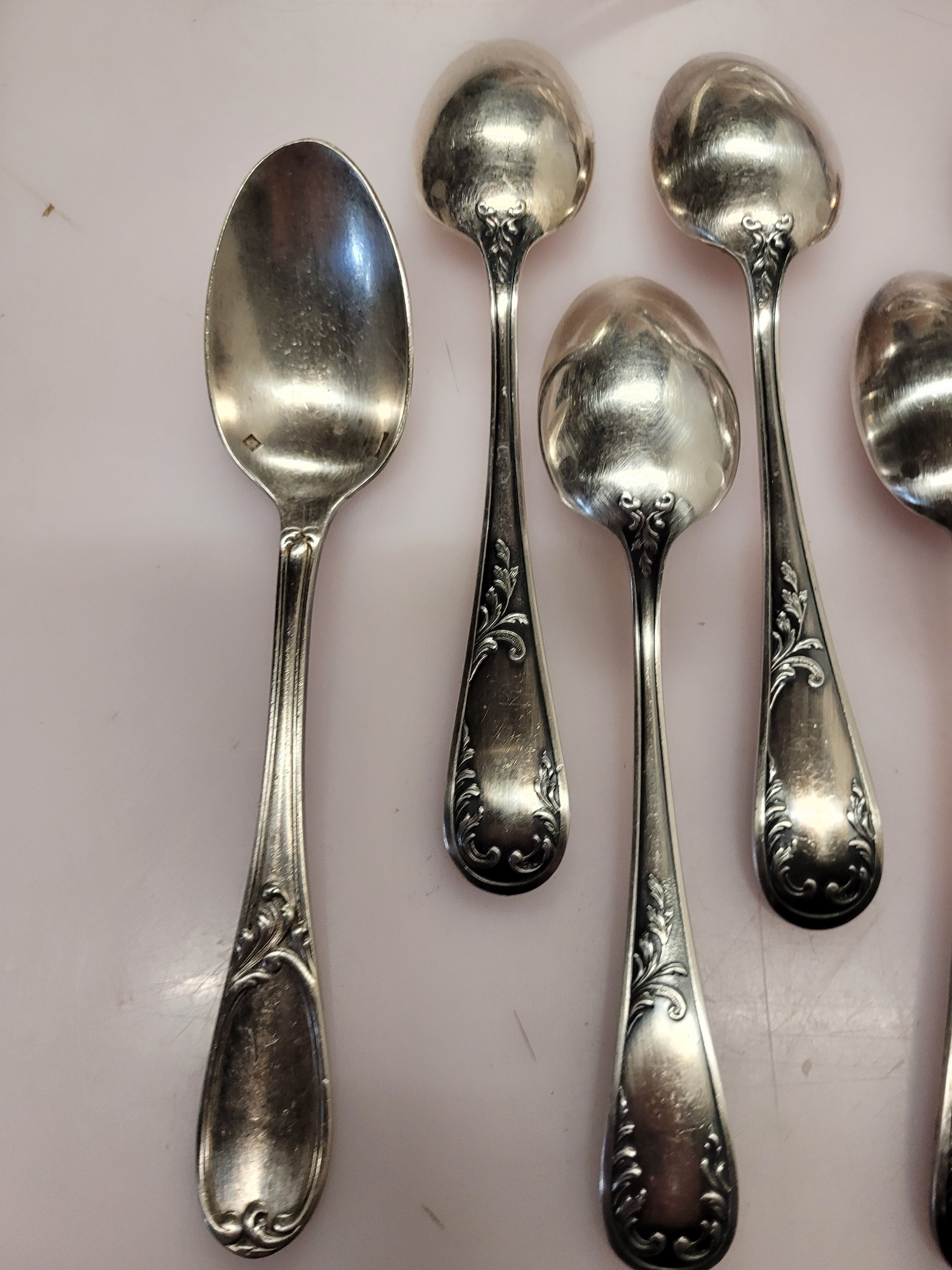 Old silver metal service with box