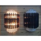 Sanblasted and fume’ “triedro” murano glass wall sconce