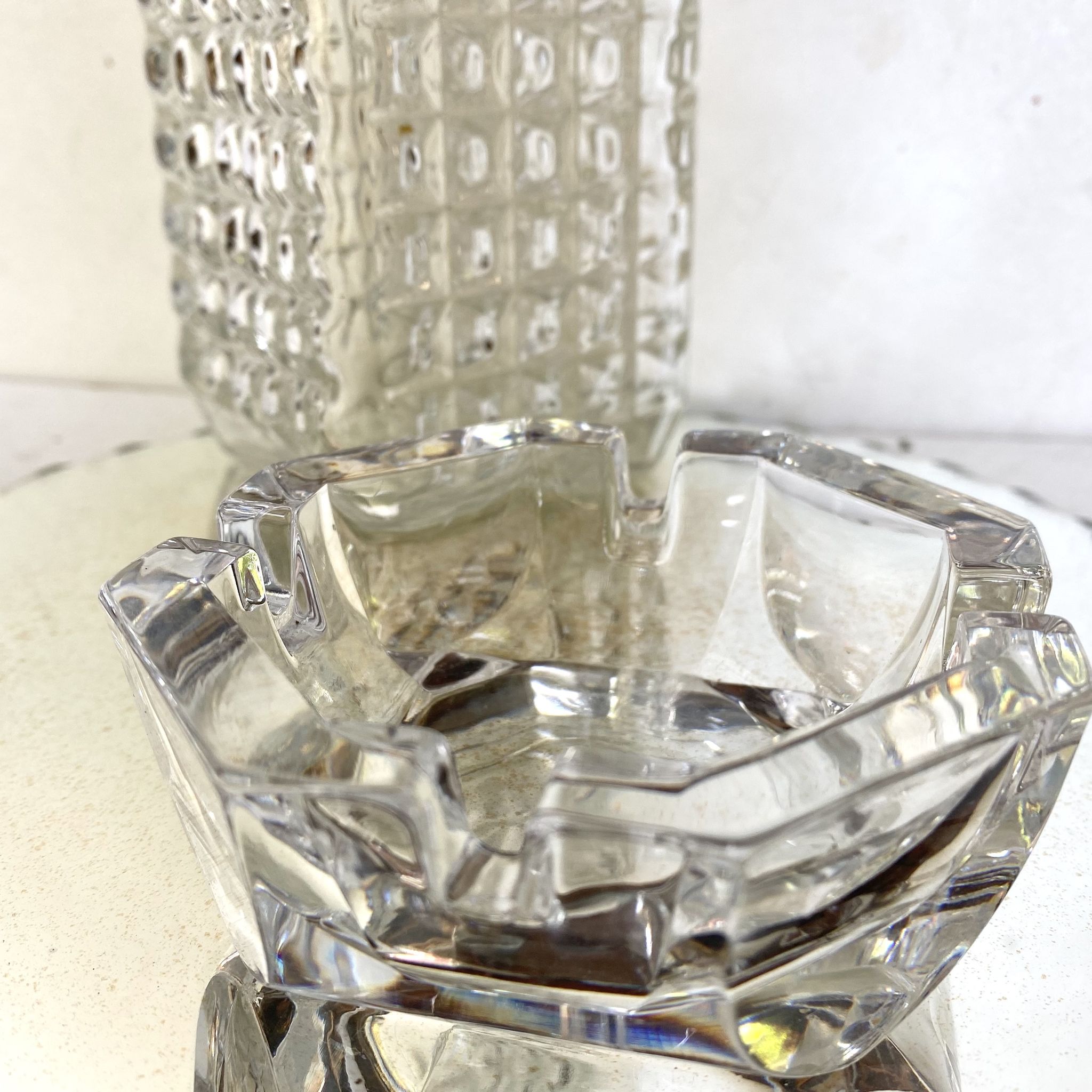 Cendrier vintage en verre ou crystal