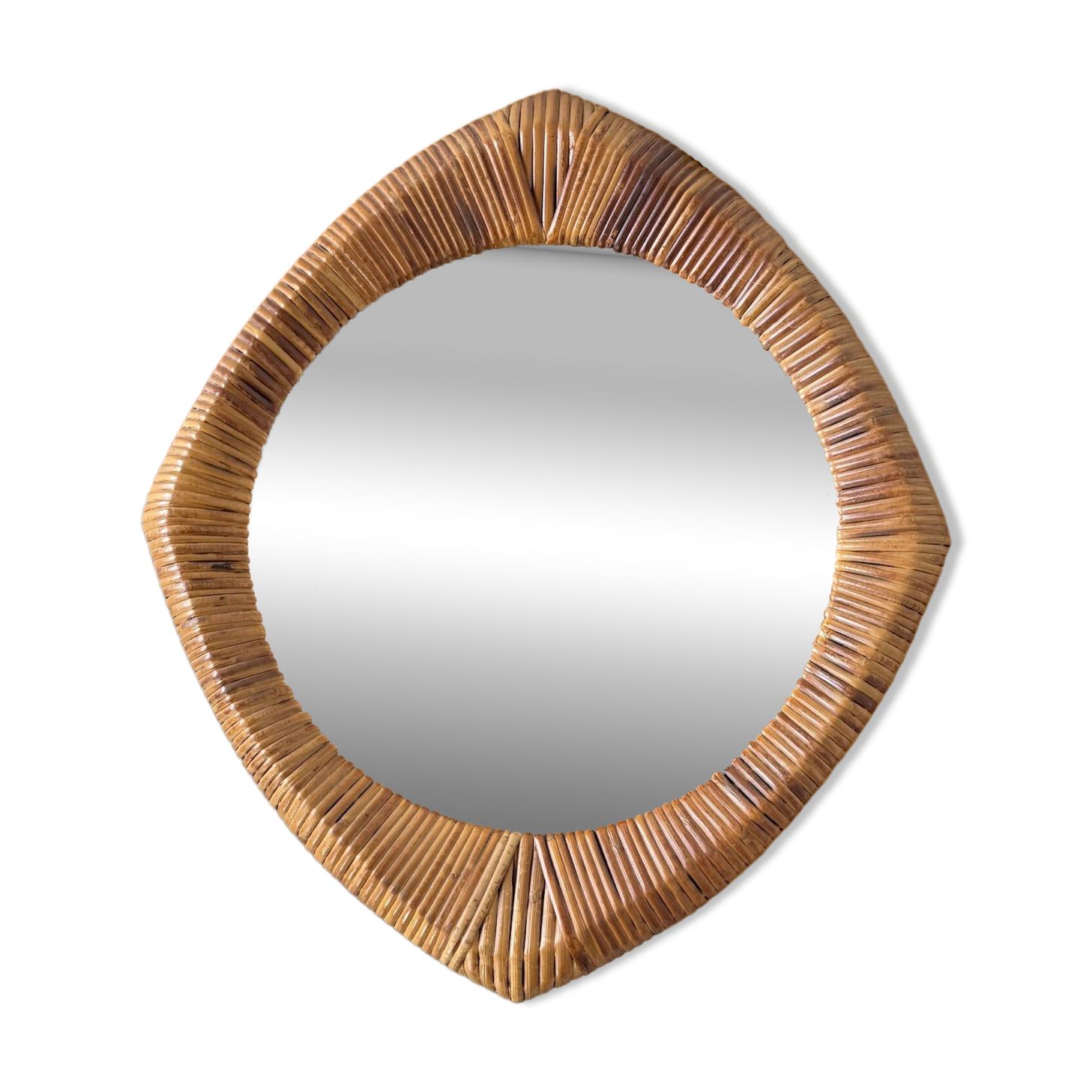 Woven wicker mirror French Riviera 1960