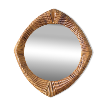 Miroir osier tressé French Riviera 1960