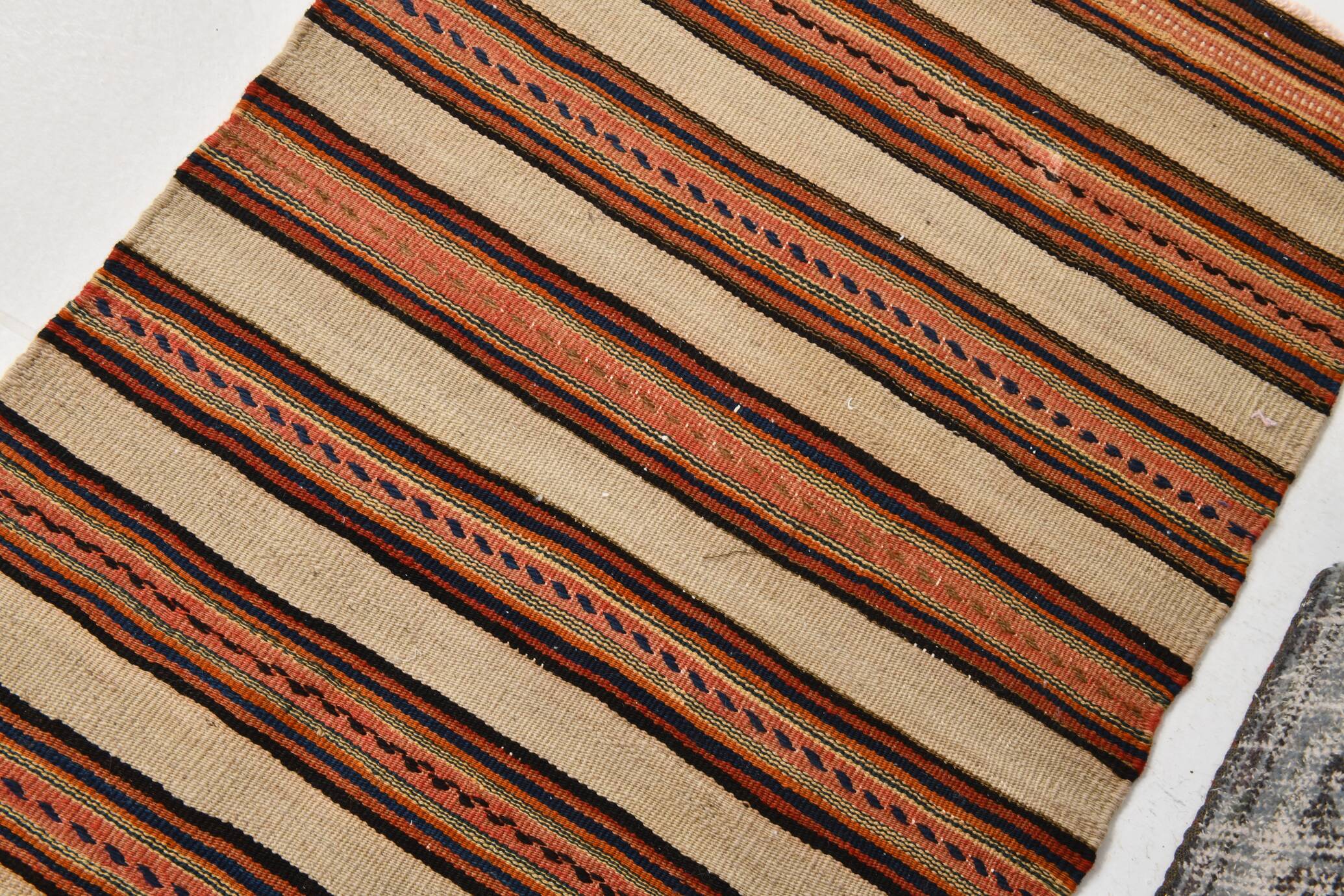 Red & Beige Striped Accent Vintage Kilim Rug, 64x104Cm