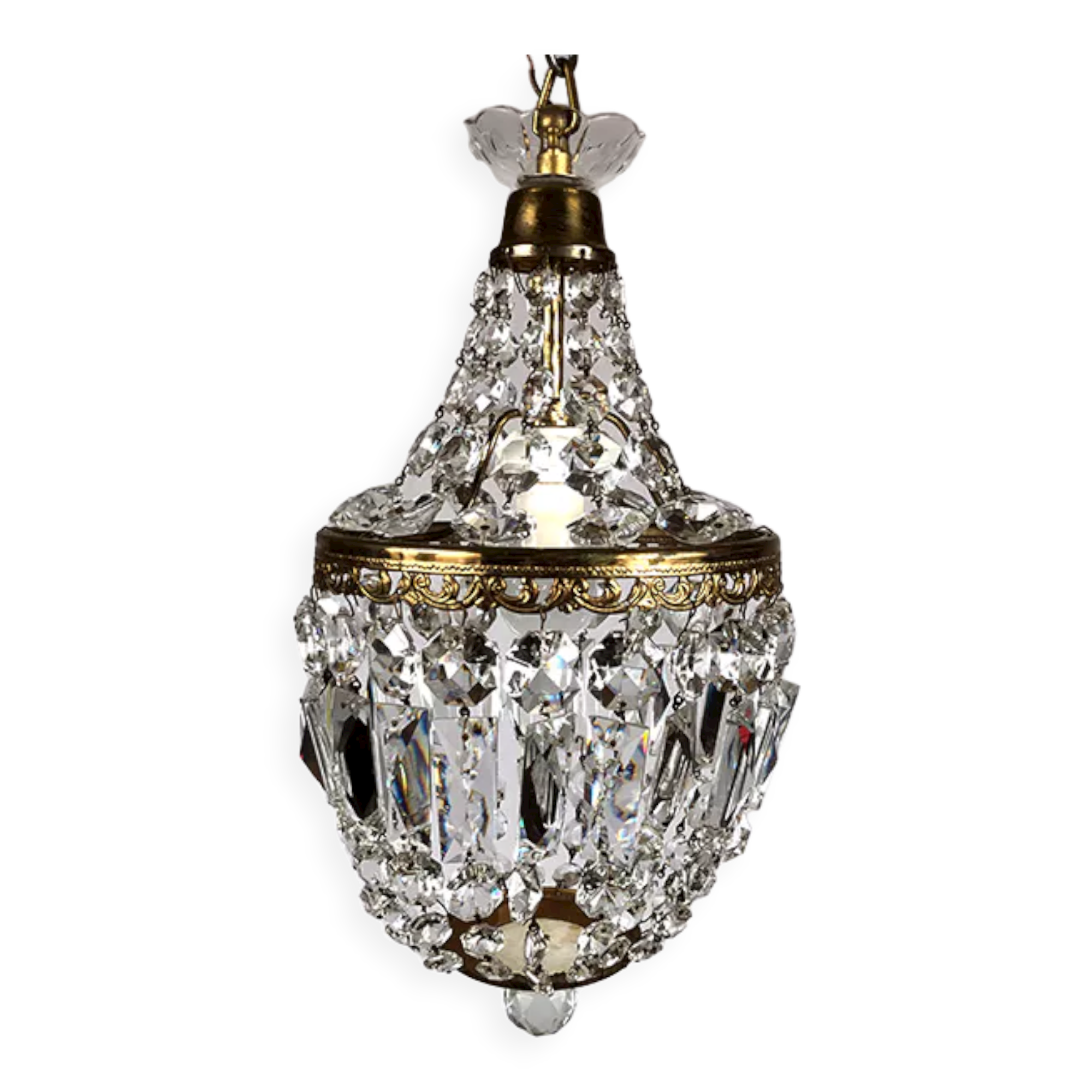 Lustre montgolfière à pampilles de style Louis XVI | Selency