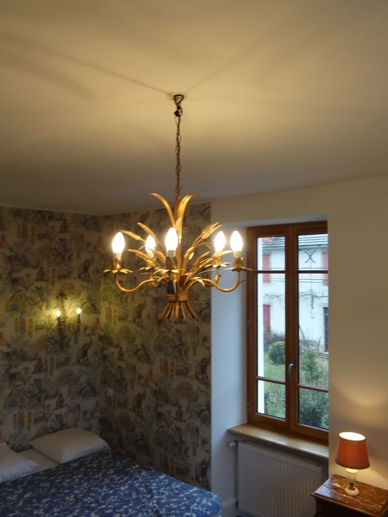 Lustre en métal doré épis de blé et feuillage