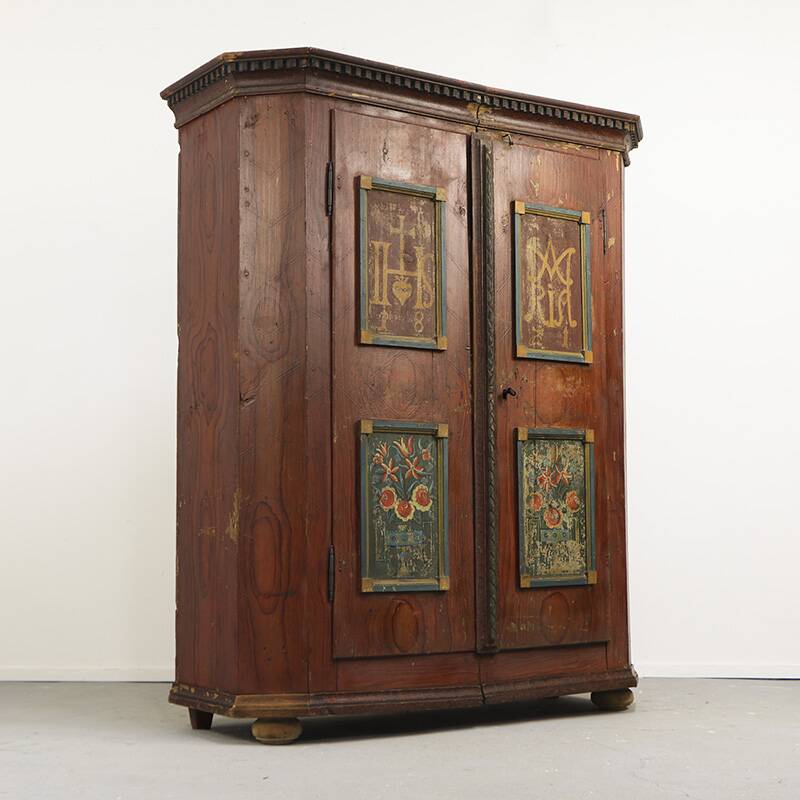 Painted Folk Art Bridal Cupboard