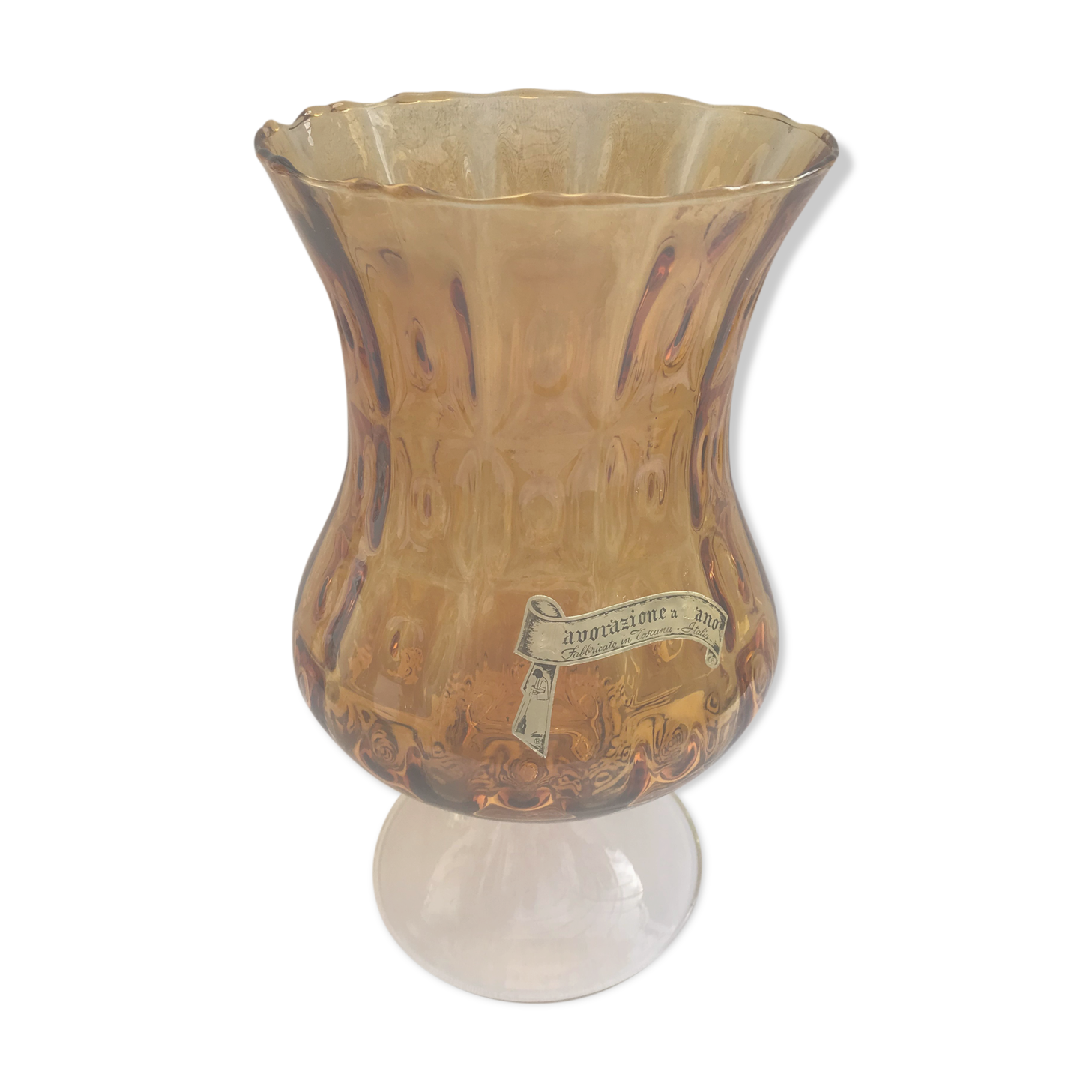 Ancient vase on foot orange glass