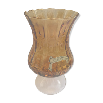 Ancient vase on foot orange glass