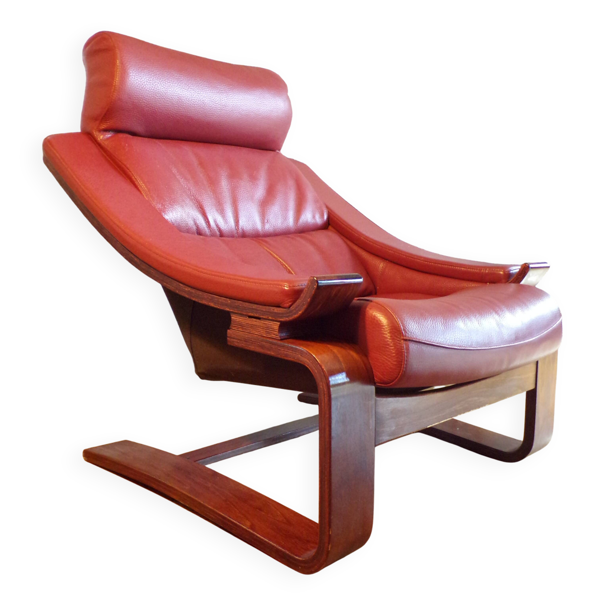 Krokken Nelo armchair in red leather