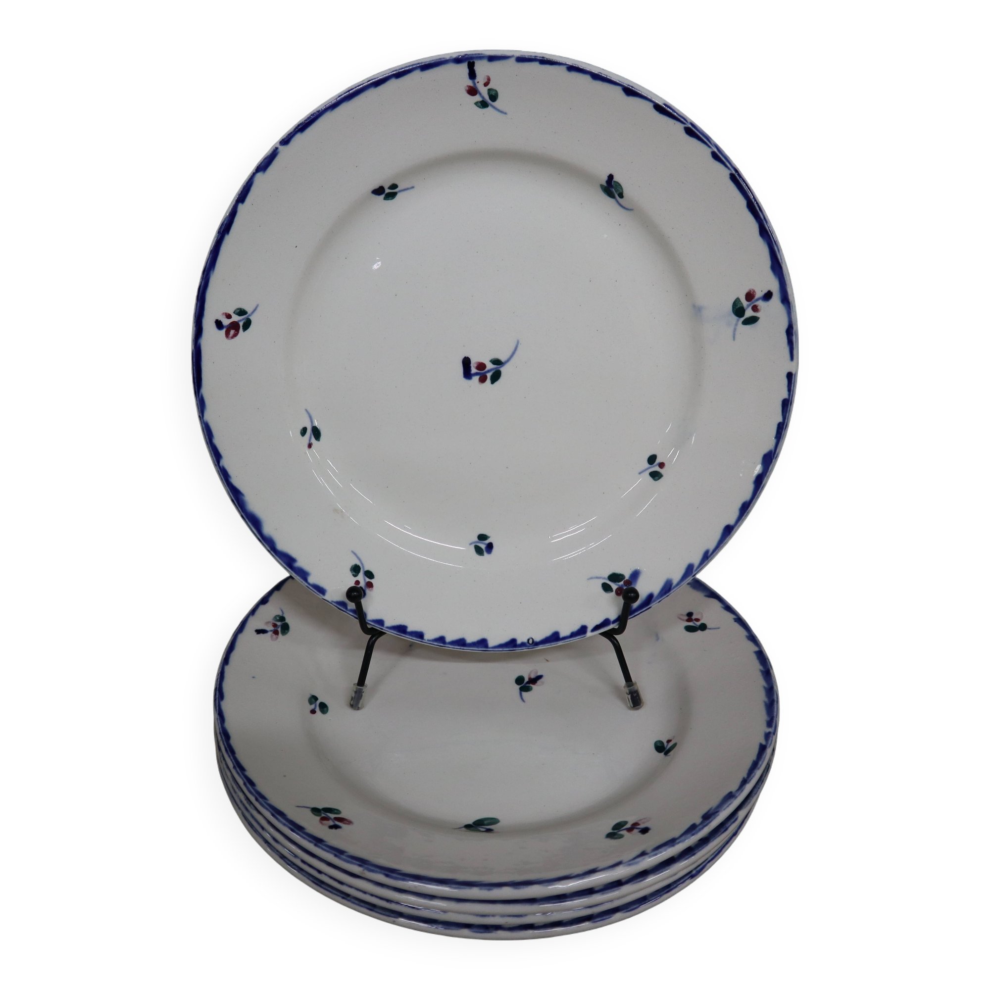 5 assiettes plates manufacture impériale royale Nimy Fabrication Belge