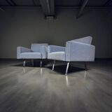 Set of 2 mid-century blue arm chairs, Germany 1950s