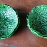 Pair of cabbage leaf-shaped serving bowls