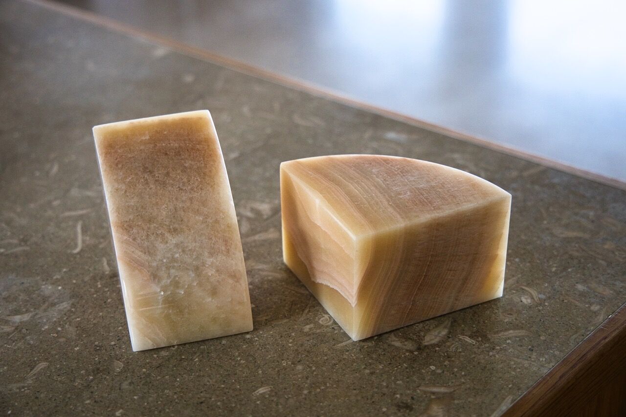 Orange onyx bookends