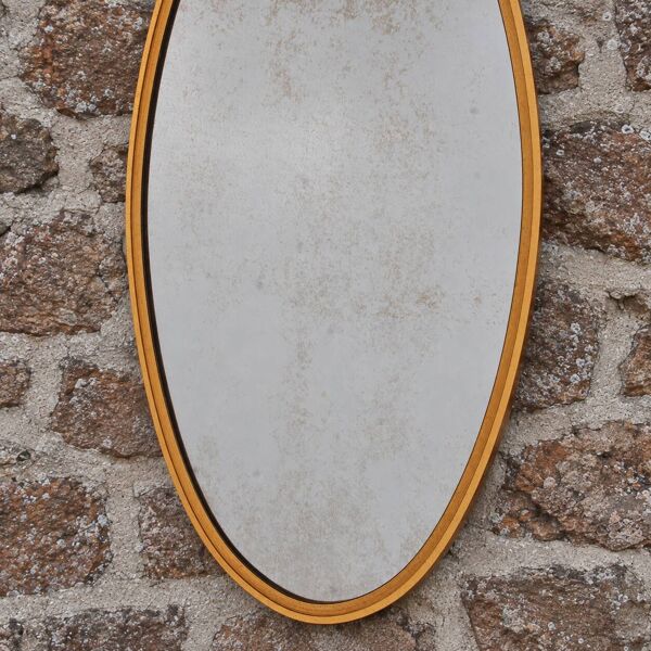 Miroir ovale vintage en métal doré à nœud – style Louis XVI / romantique