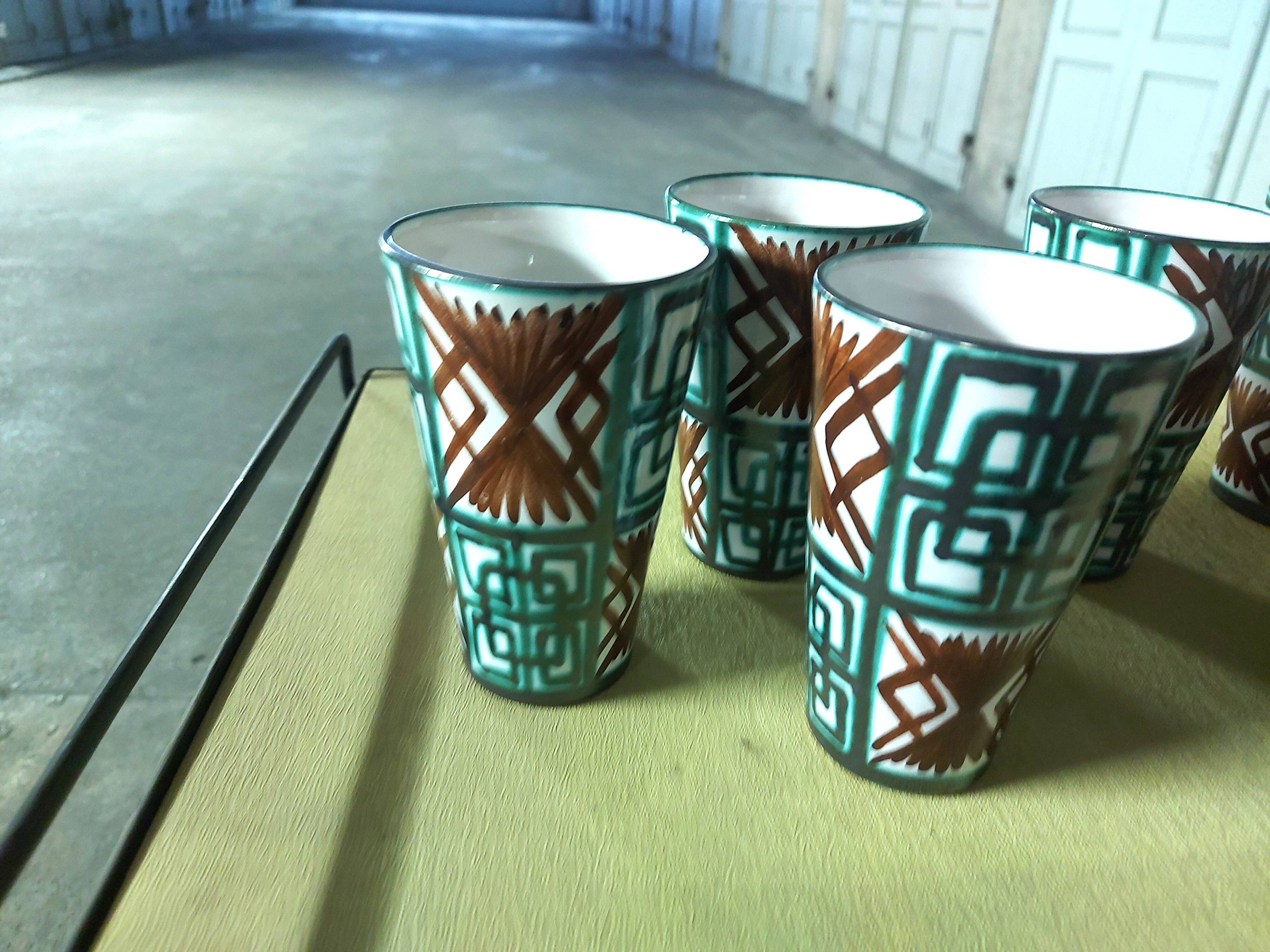 6 glasses, ceramic mugs, vallauris dominique baudart