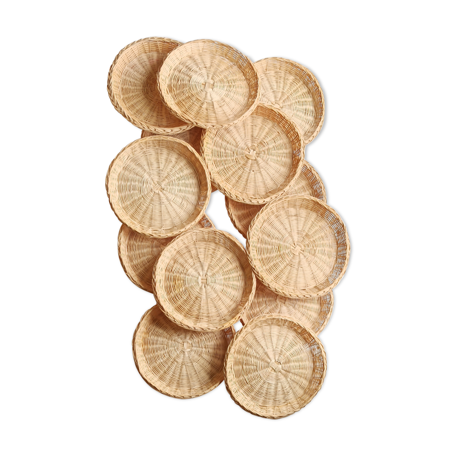 Wall composition of vintage baskets