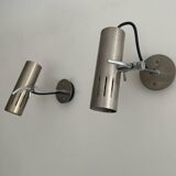 Paire d'appliques vintage orientable Alain Richard A5, métal chromé et mat, France 1960