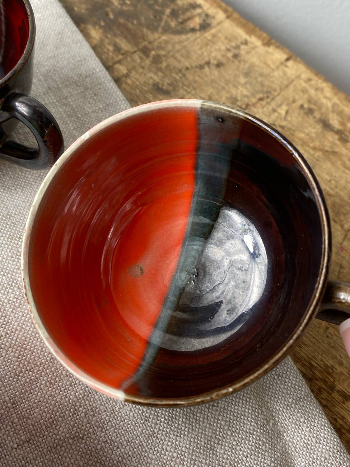 Six Vallauris ceramic coffee cups