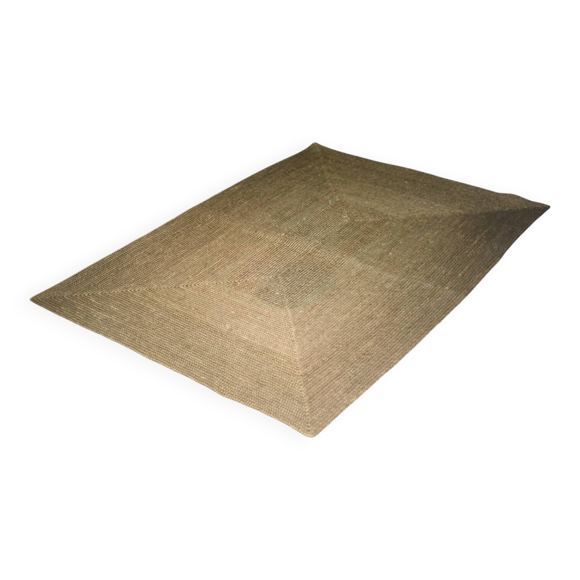 Brown flat-woven jute Indian rug, 1970.