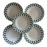 Suite de 5 plates Digoin checkerboard pattern