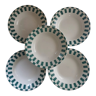 Suite de 5 plates Digoin checkerboard pattern