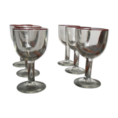 Lot of 6 old Bistro nineteenth ball glasses thick blown