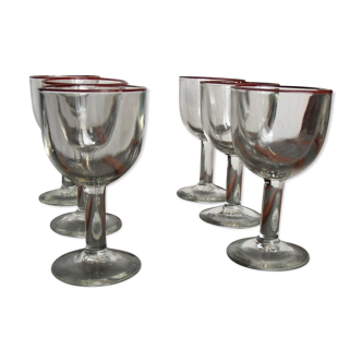 Lot of 6 old Bistro nineteenth ball glasses thick blown