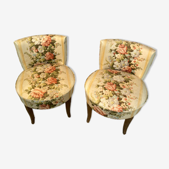 Pairs of upholstered toad armchairs