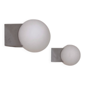 Pair of vintage wall lights in chrome and opaline, France 1990