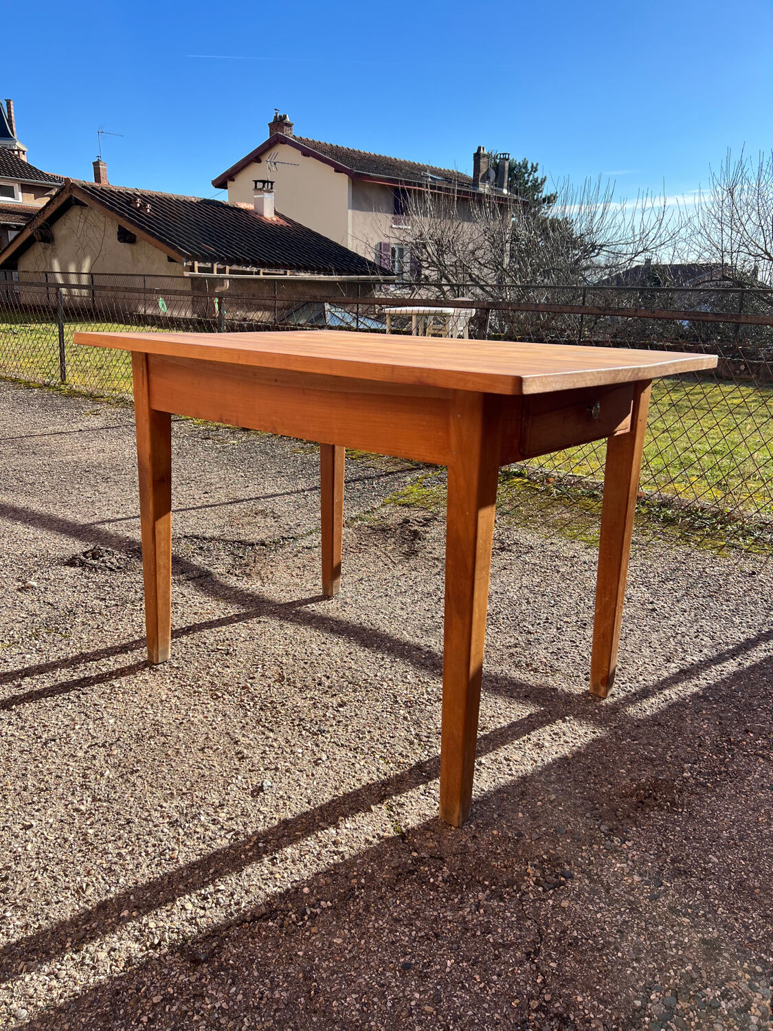 Solid wood table with side drawers