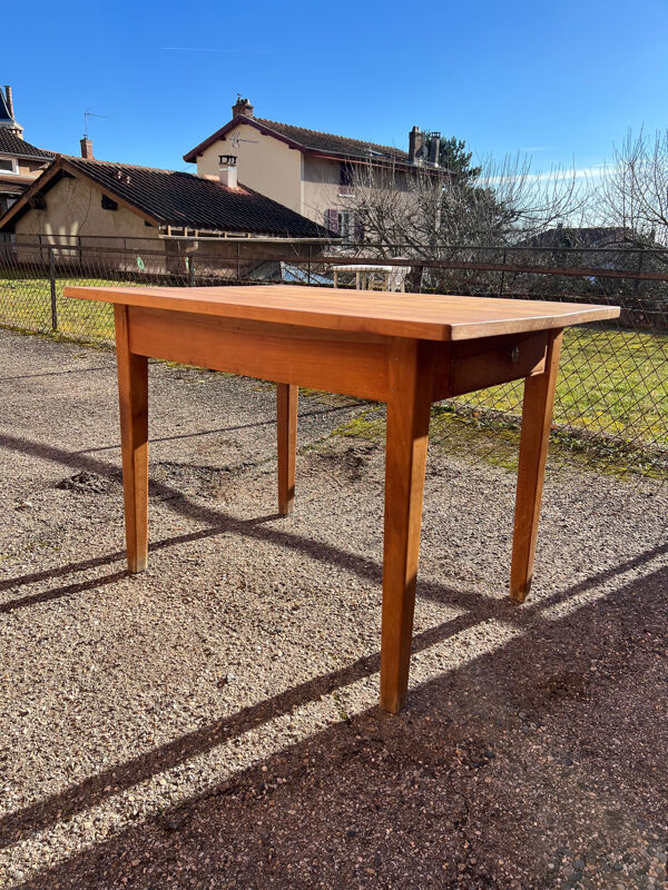 Table en bois massif tiroirs latéraux