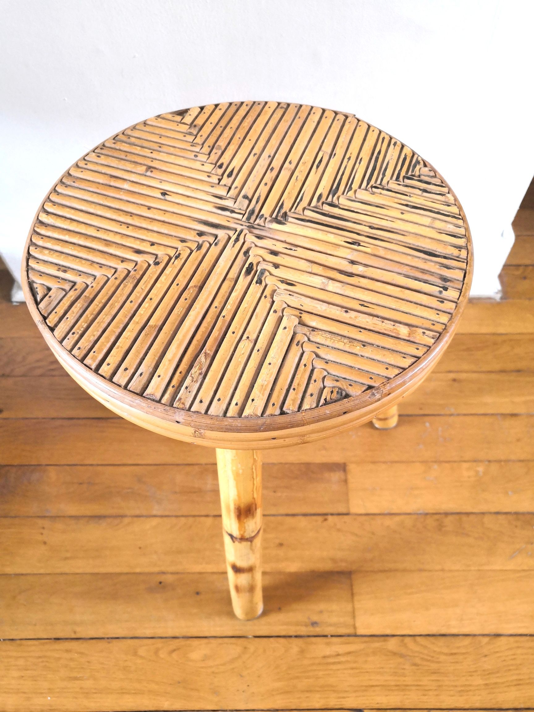 End of sofa door plants rattan and bamboo design 50s - 60s