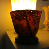 Glass paste vase signed