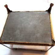 Napoleon III jewelry box, beveled glass and gilded brass, red padded, 4 feet