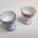 Pair of hand-decorated blue and garnet cockroaches signed "Siena Italy"