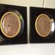 Pair black vintage bakelite frames 14.5 cm x 12.5 cm glass 8.5 cm x  6 cm