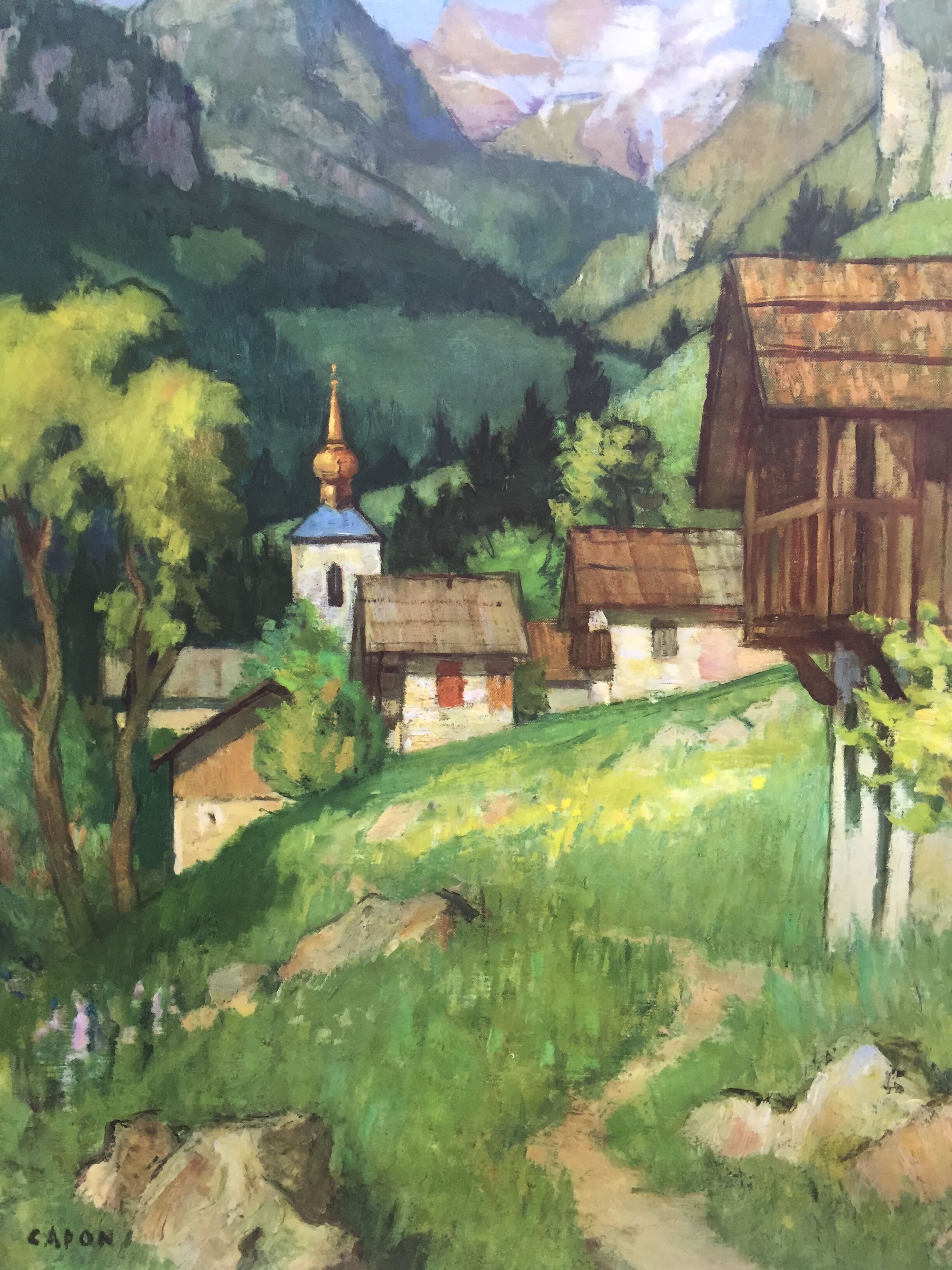 Original tourist poster "Alpes Chemin de Fer français" 62x100cm 1956