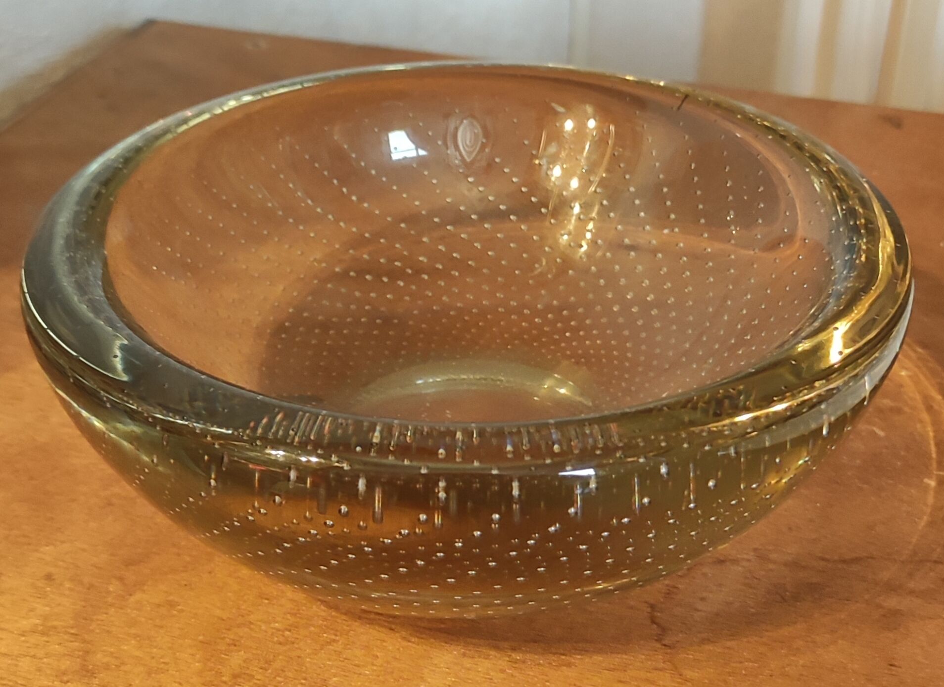 Bubbled crystal trinket bowl, 1960s