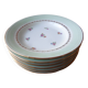 6 flat plates in PL Limoges porcelain 24 cm flower decoration with gold edging