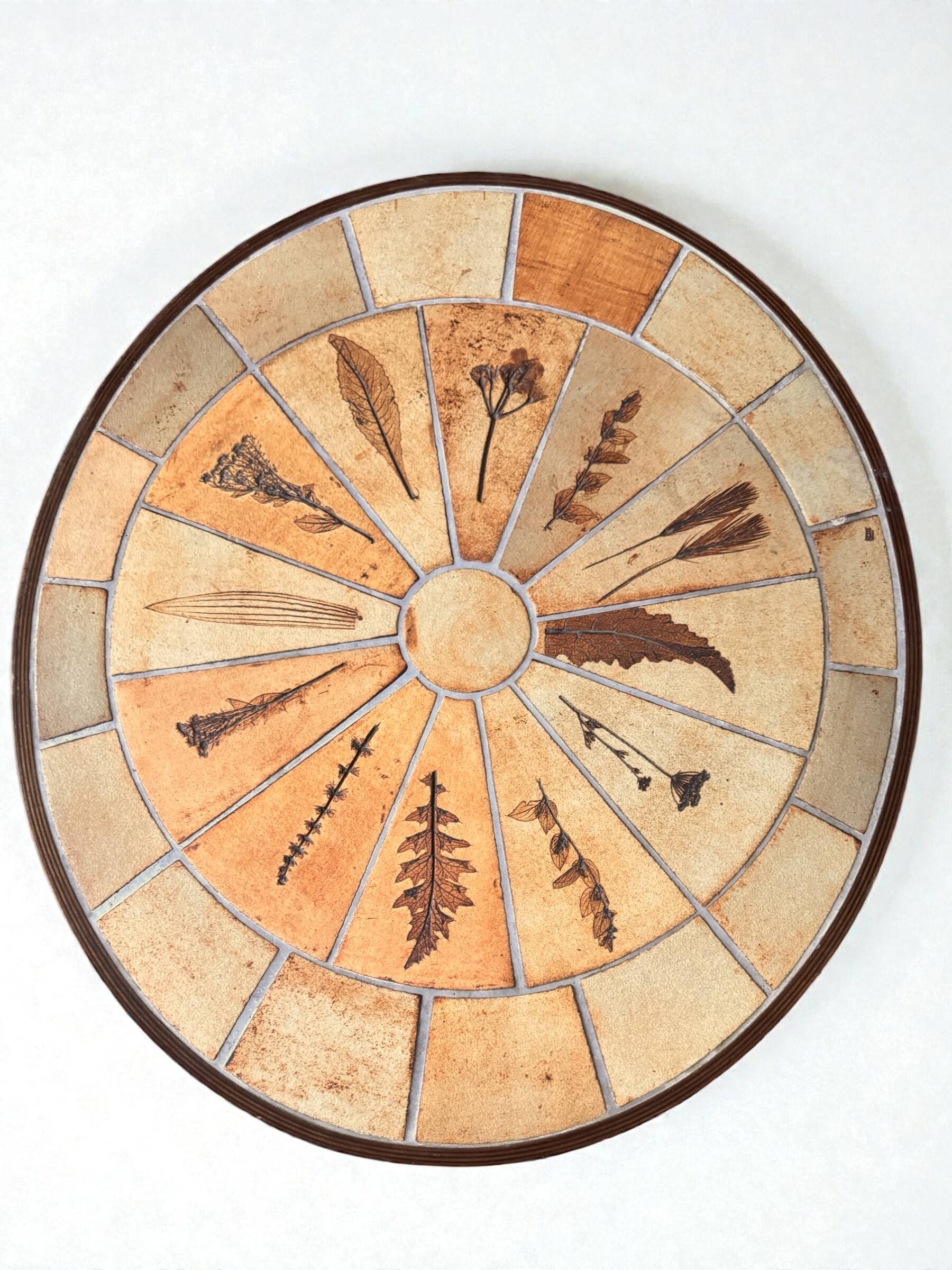 Roger Capron Herbier coffee table signed—vintage ceramic, Vallauris