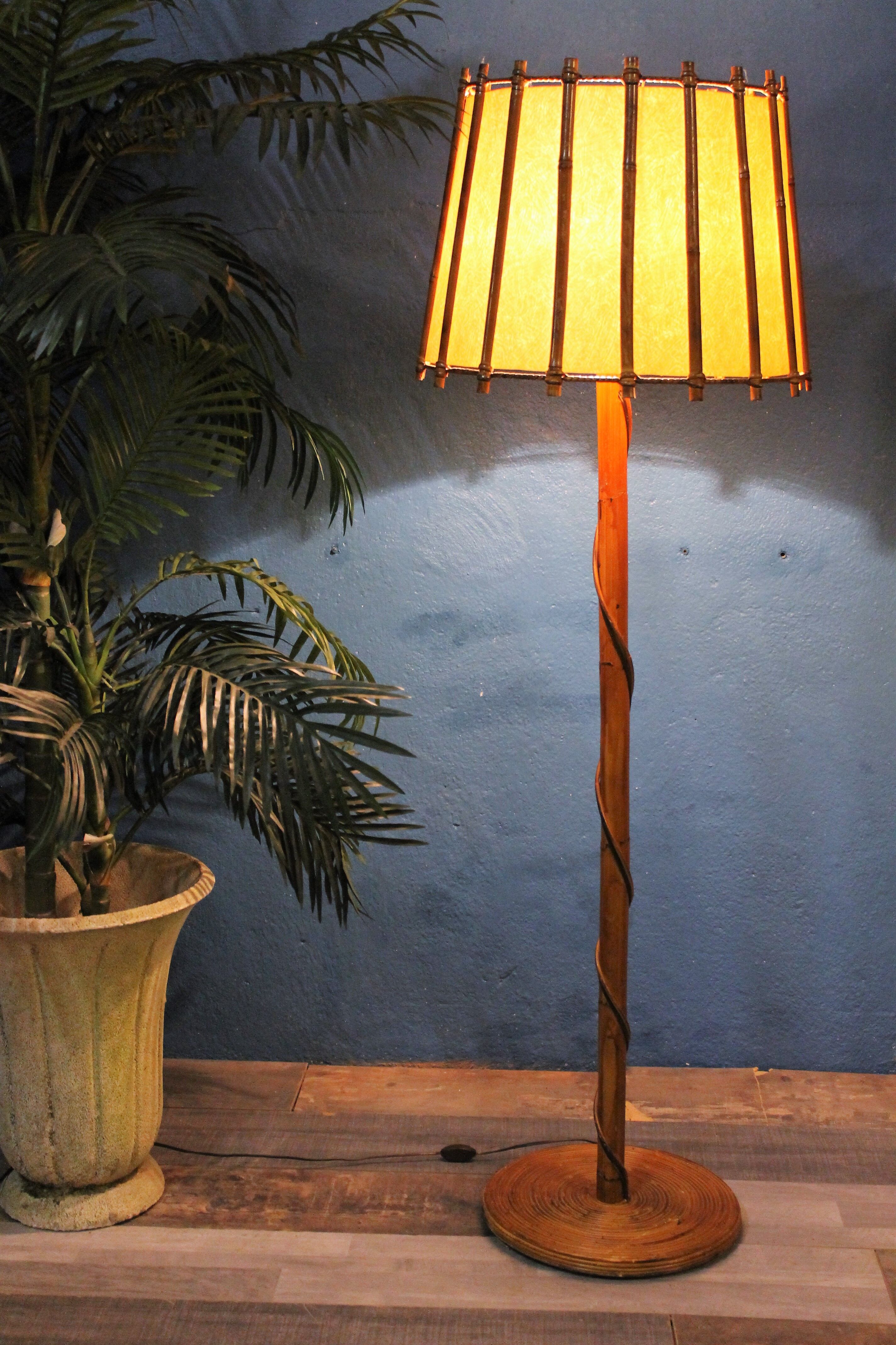 Rattan bamboo lamp 1960
